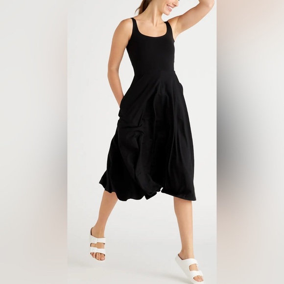 NWOT! Quince Women's Tencel Jersey Fit & Flare Dress Navy, SMALL. - Picture 3 of 8